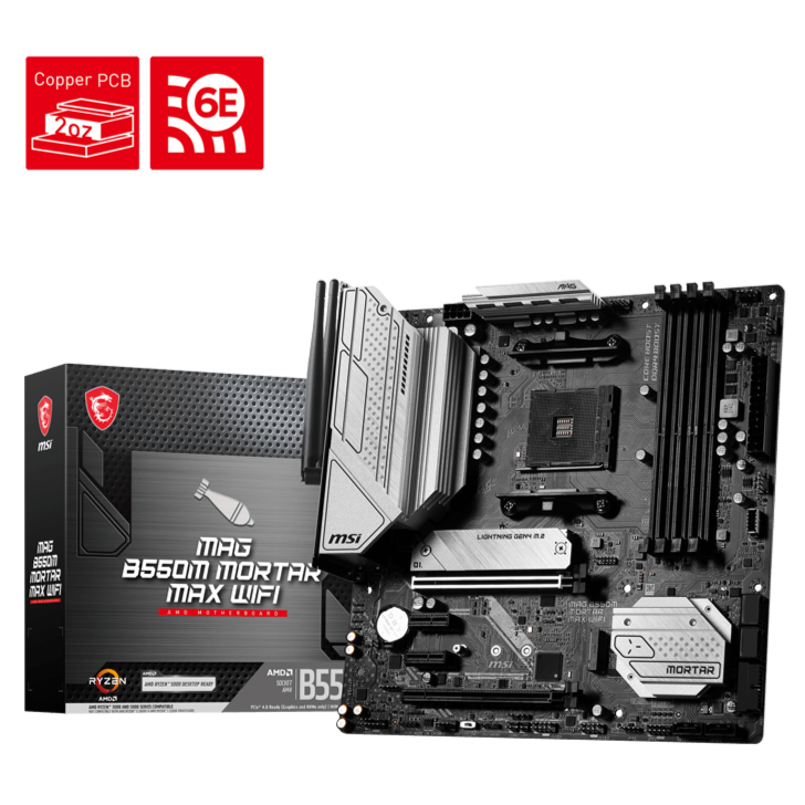 MSI MAG B550M Mortar MAX WiFi - MicroATX AMD AM4 Motherboard
