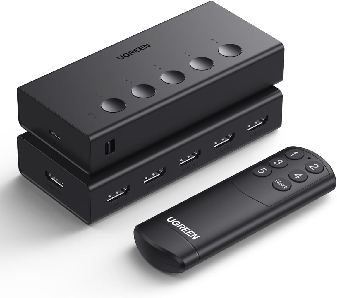 UGREEN 5 In 1 Out HDMI Switch with Remote