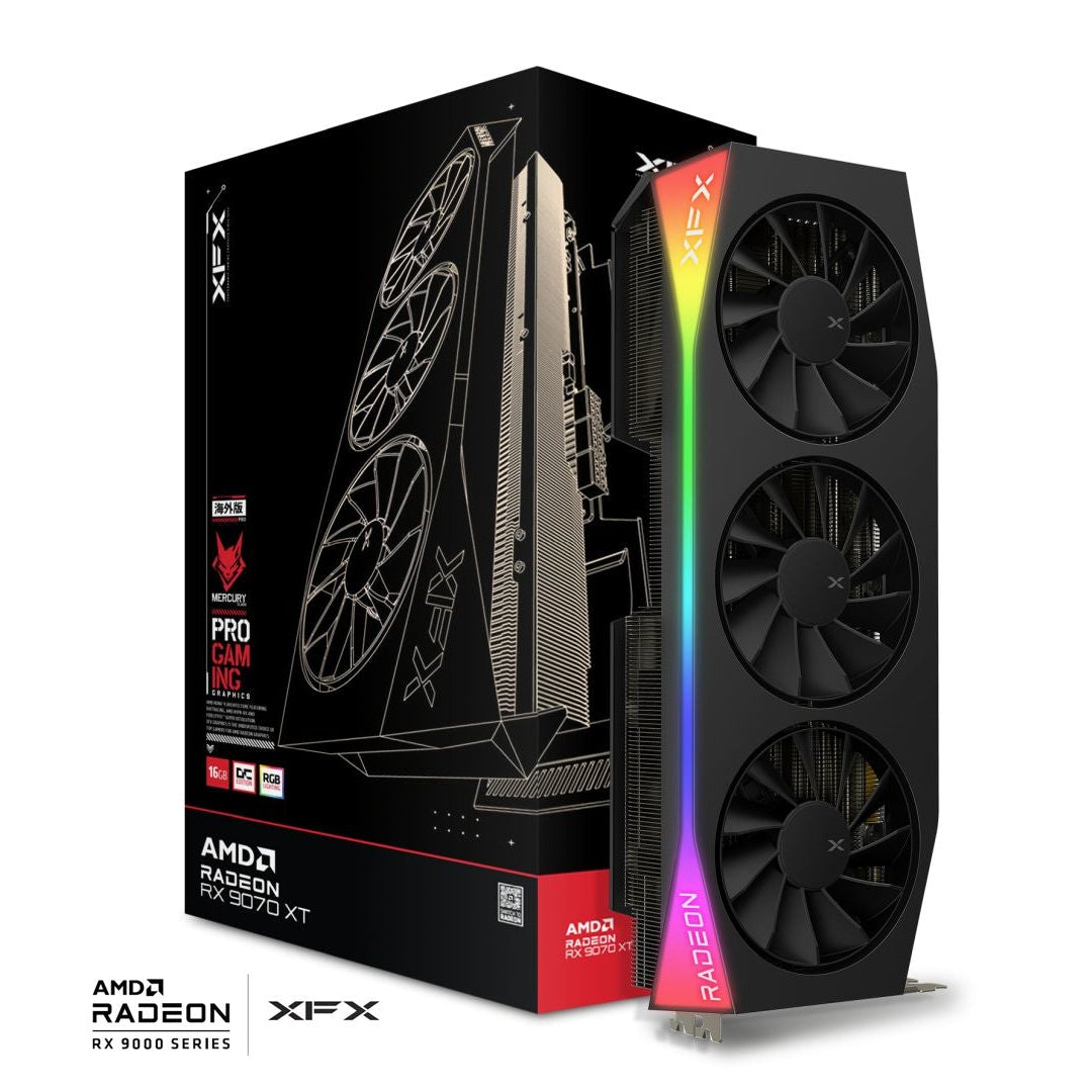 XFX MERCURY AMD Radeon RX 9070XT OC GPU - 16GB GDDR6 Graphics Card