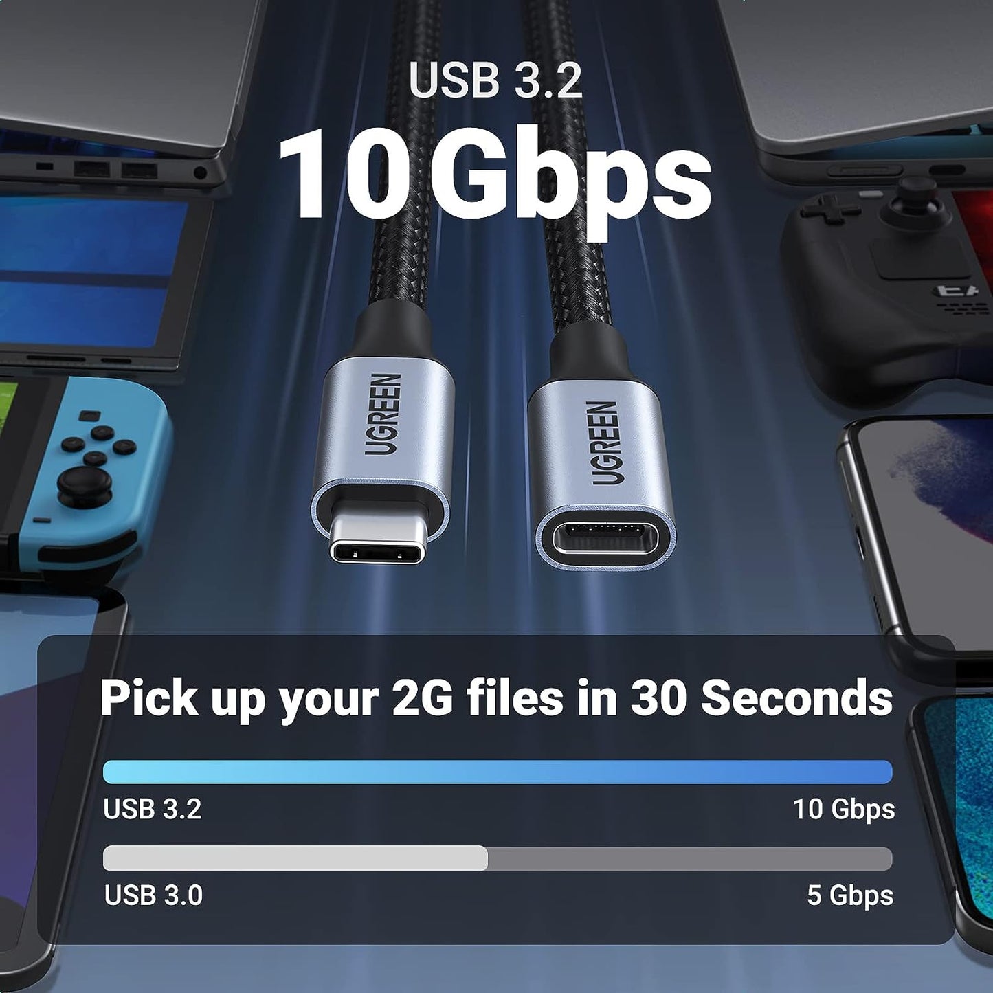 UGREEN USB-C 3.1 Gen 2 Extension Cable - 10Gbps 100w PD - US372