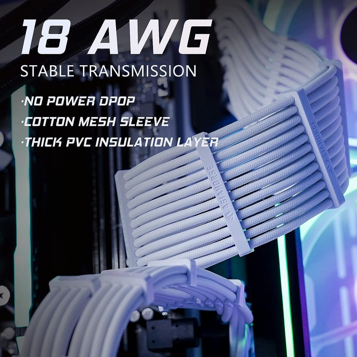AsiaHorse Sleeved Power Supply Extension Cable Kit - 4KIT