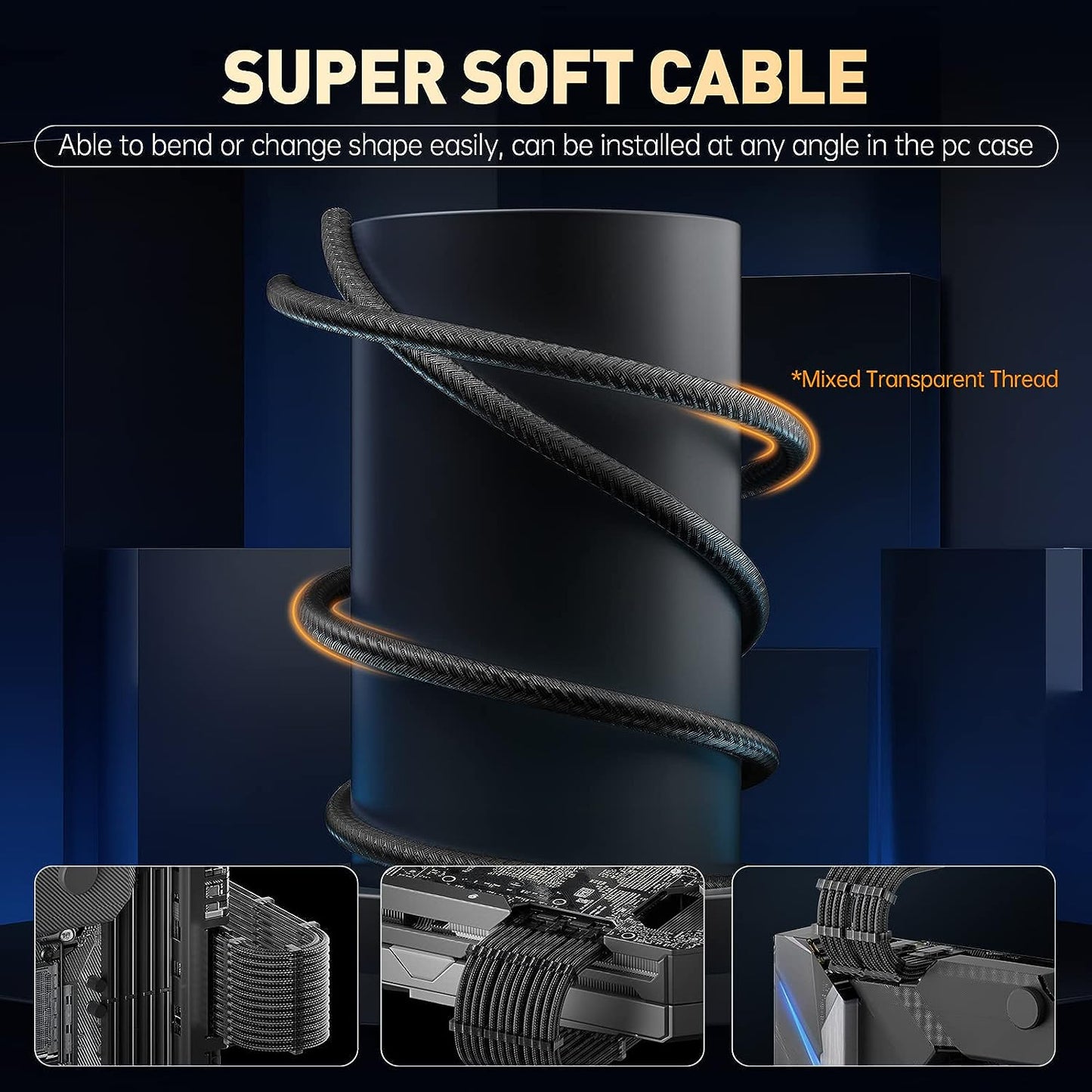 AsiaHorse Sleeved Power Supply Extension Cable Kit - CLEAR SERIES 6KIT PRO