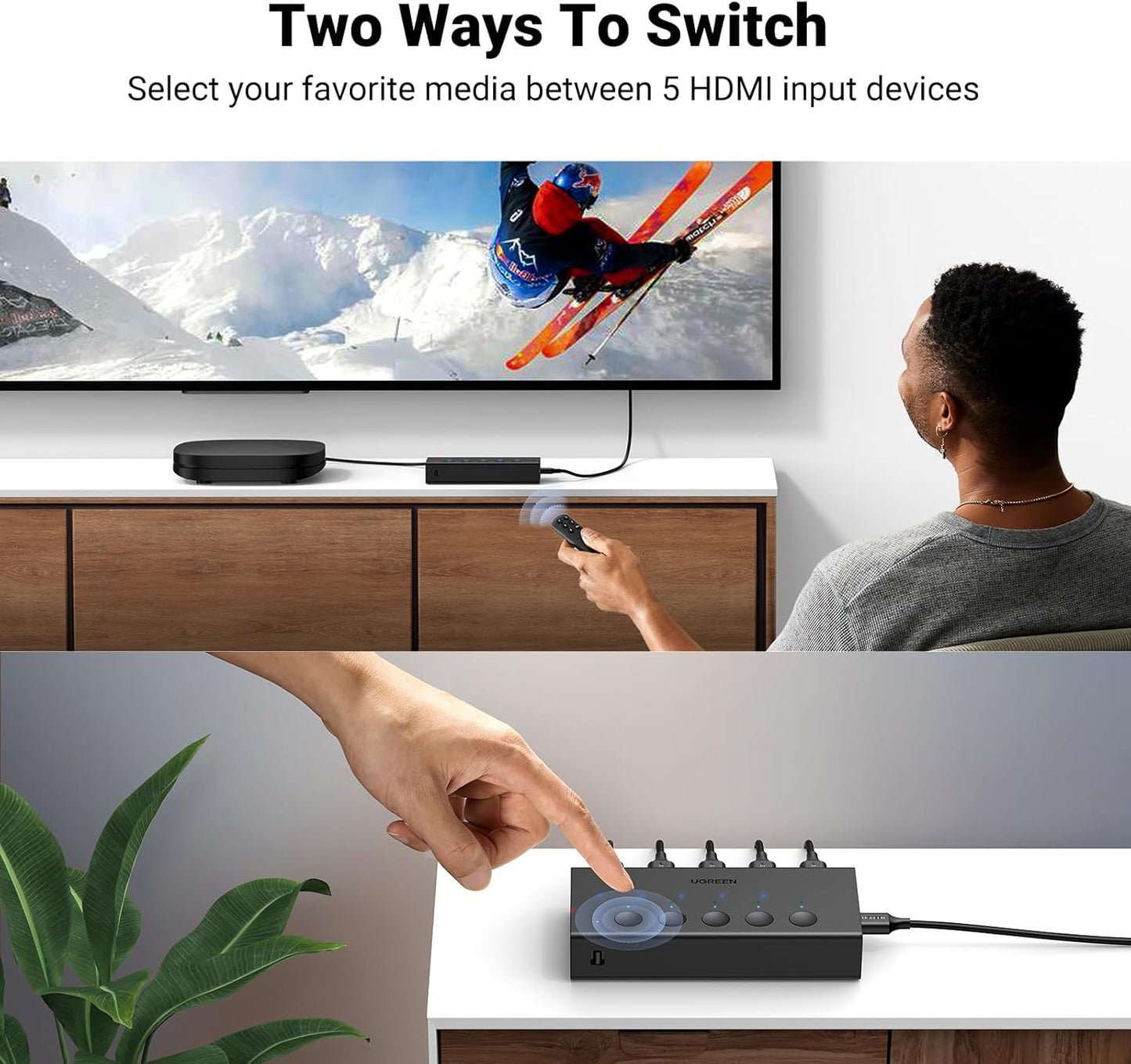 UGREEN 5 In 1 Out HDMI Switch with Remote