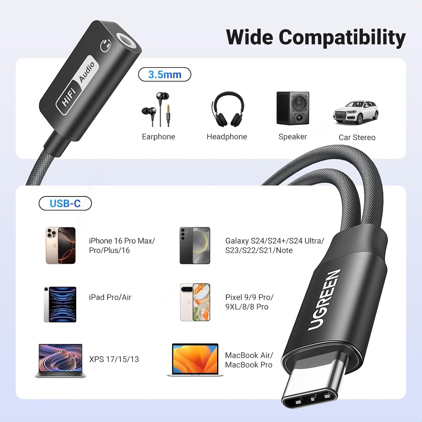 UGREEN USB-C to 3.5mm and Charger 2-in-1 Adapter DAC