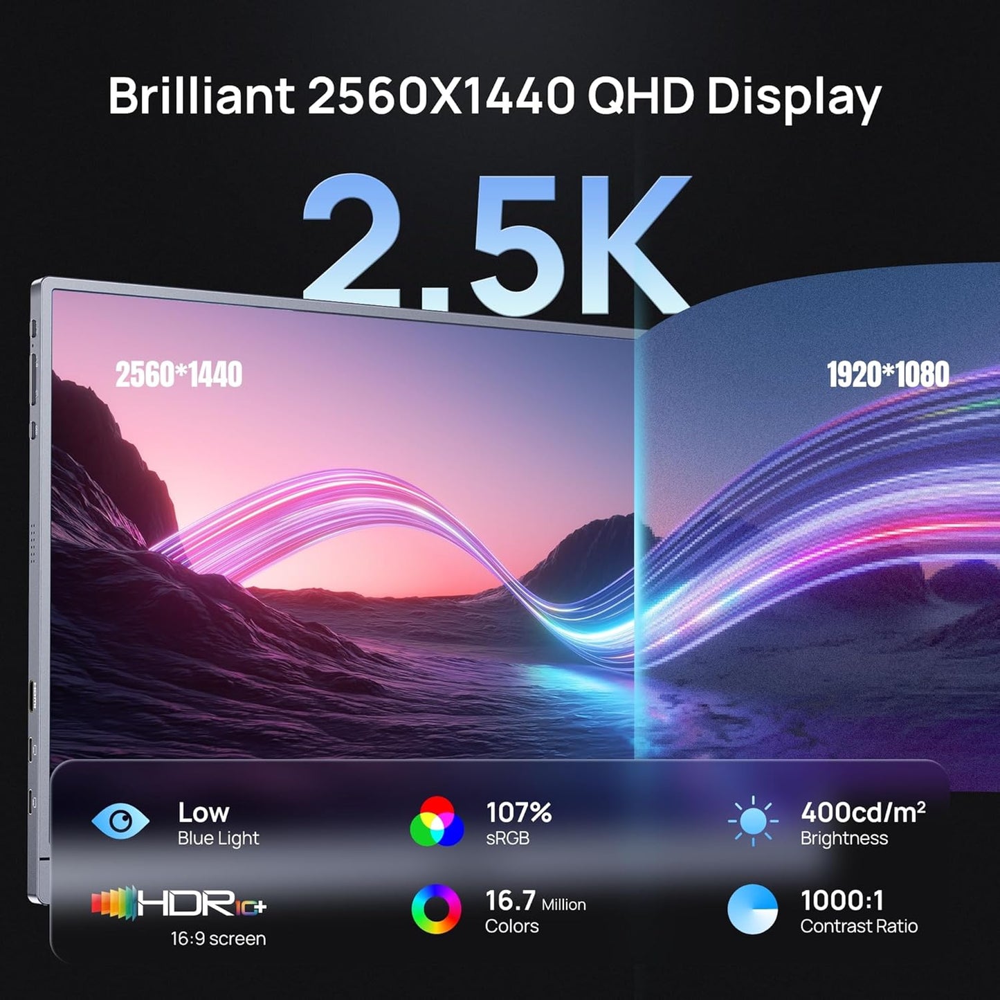 ARZOPA Z3FC - 16.1" 1440P 180Hz QHD IPS Portable Monitor