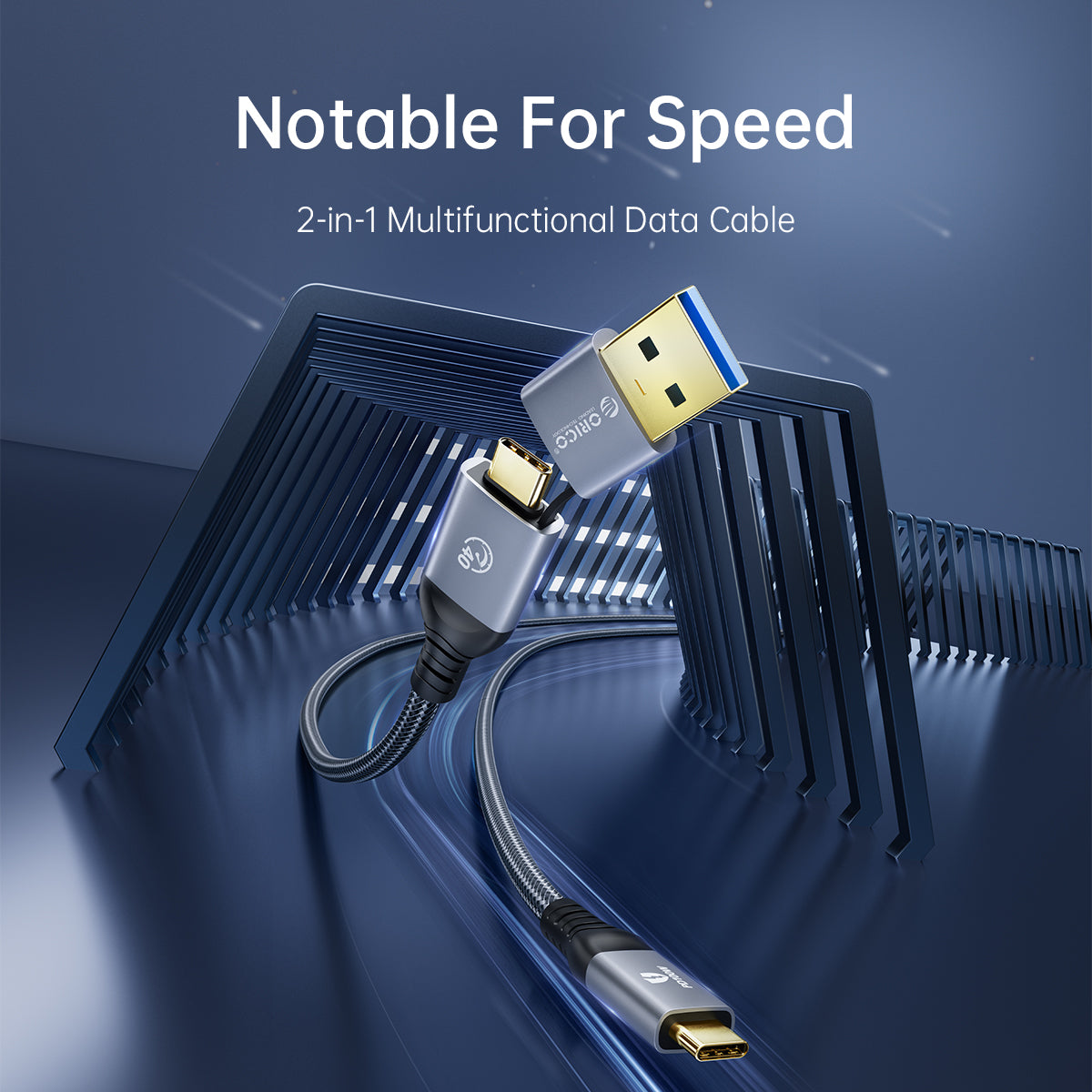 ORICO 2-in-1 USB-C 20Gbps 100W 5A PD Data Cable
