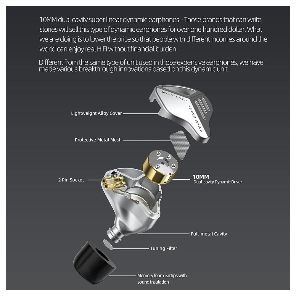 KZ ZVX - Single Dynamic Driver Earphones 1DD IEM