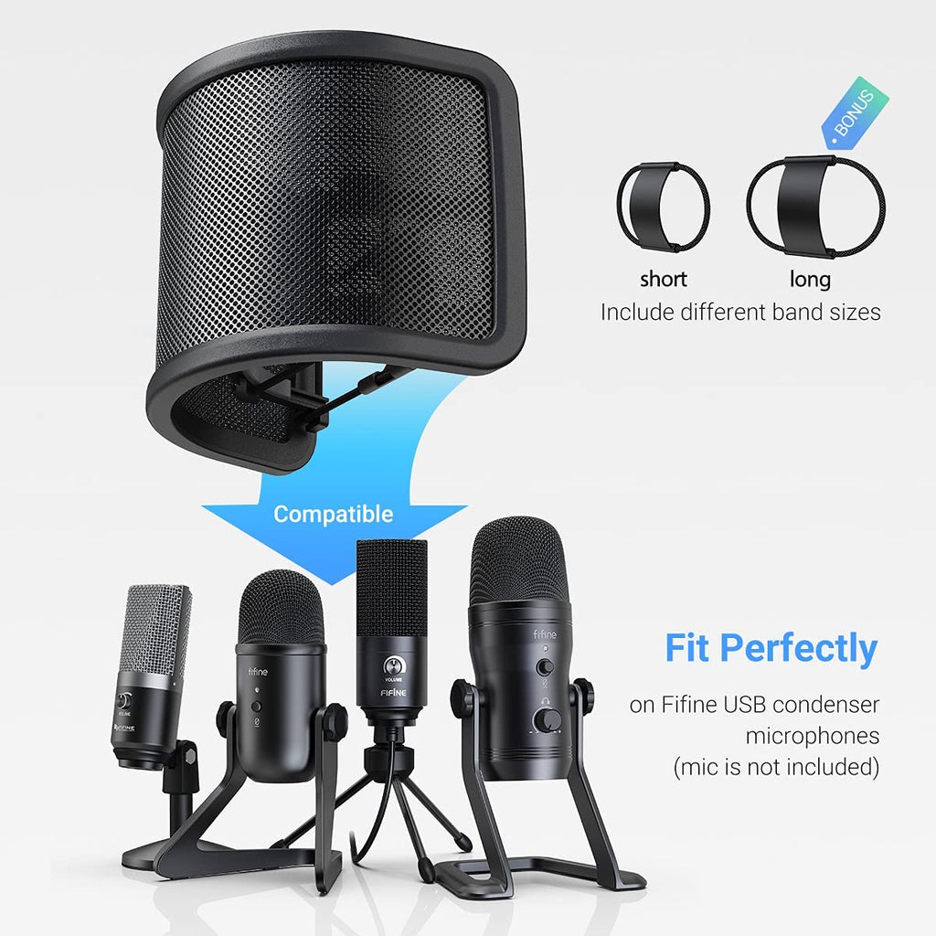 FIFINE U1 - Pop Filter with Metal Mesh (40mm to 70mm Microphones)