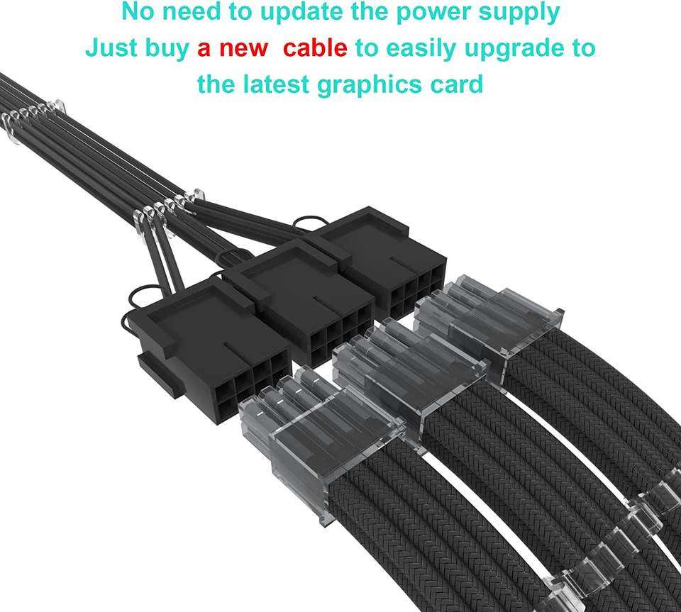 AsiaHorse 12VHPWR GPU Sleeved Power Supply Extension Cable