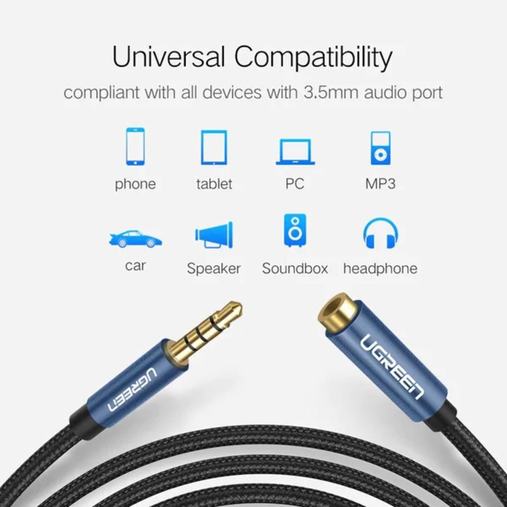 UGREEN AV118 - 3.5mm Male to Female Extension Cable with Mic Support