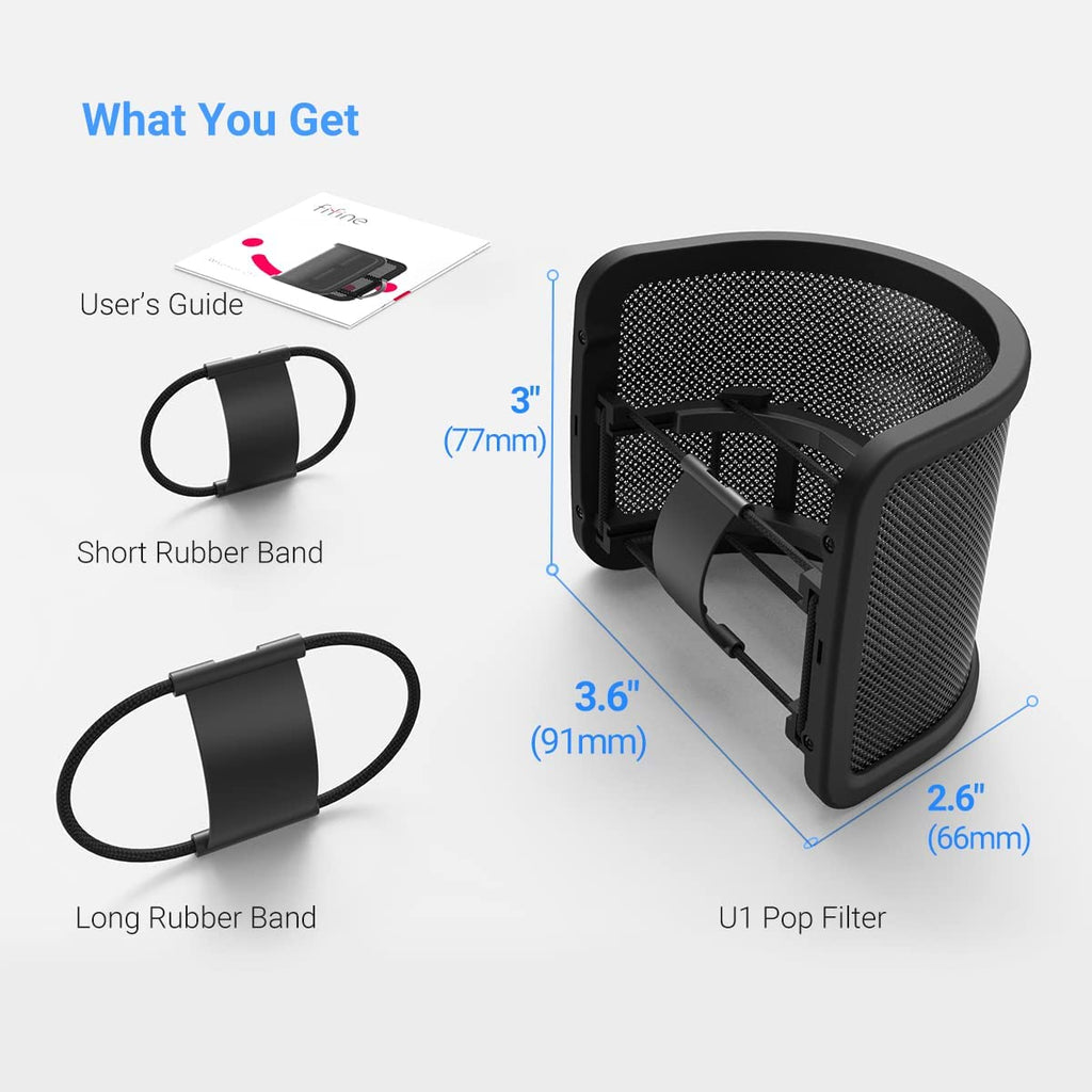 FIFINE U1 - Pop Filter with Metal Mesh (40mm to 70mm Microphones)