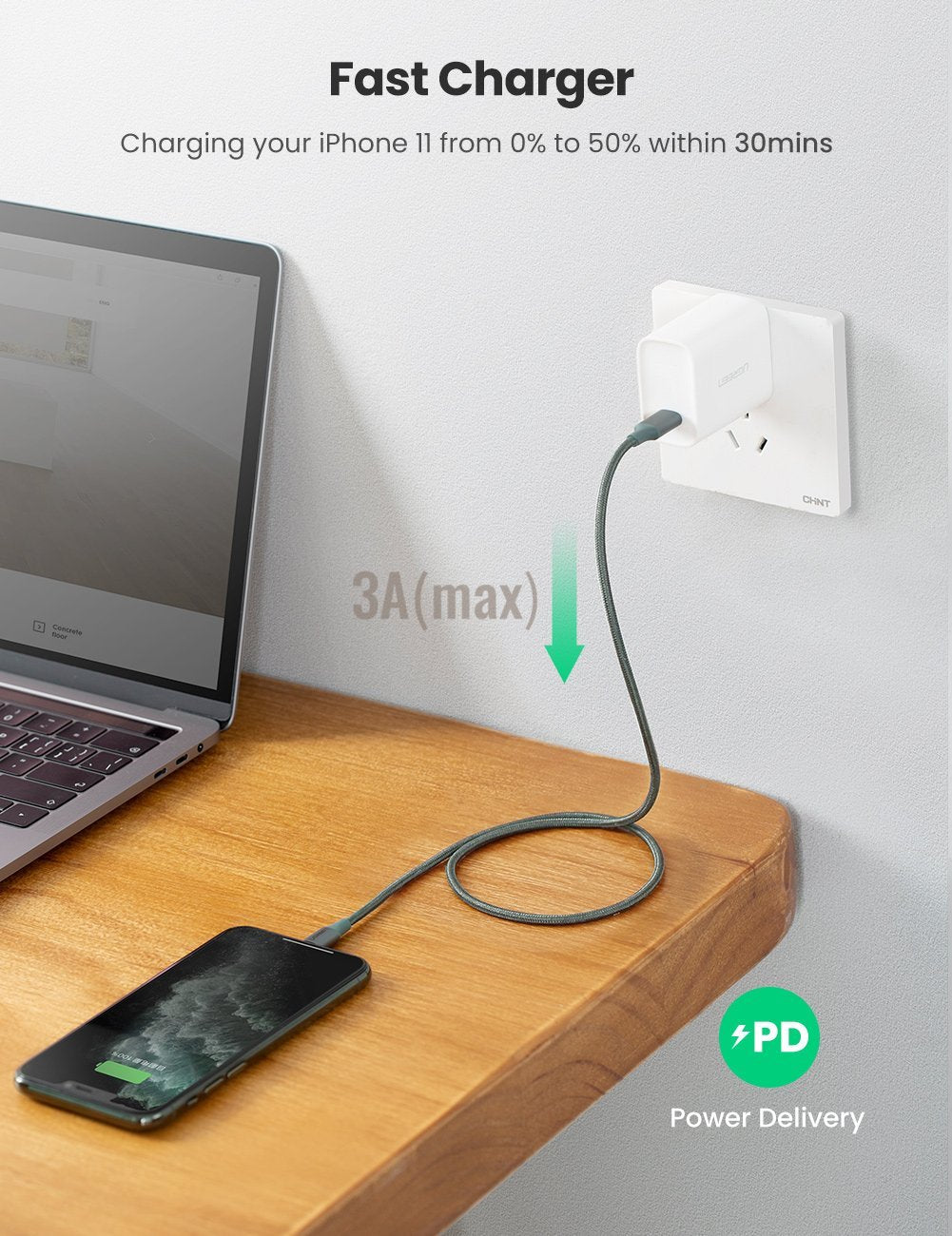 UGREEN USB-C to Lightning male to male 3A Fast-Charge Cable