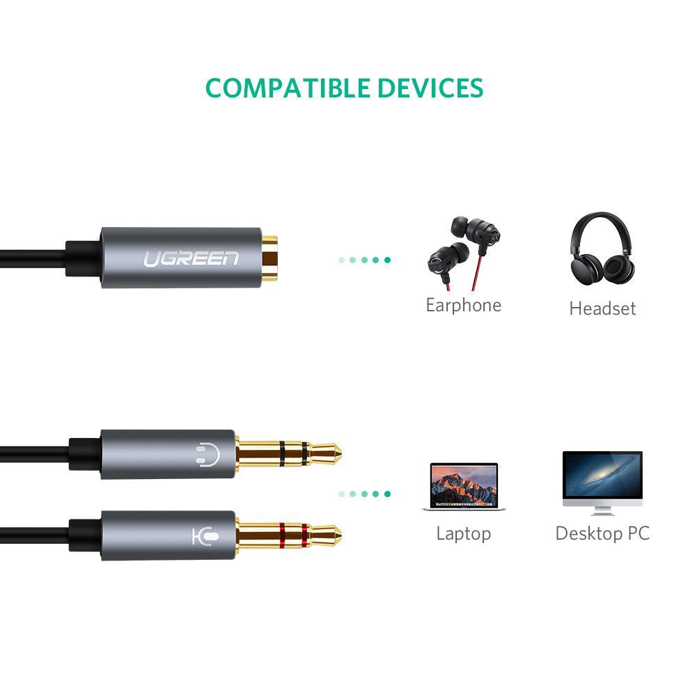 UGreen AV140 - 3.5mm female to 2male (Headphone + Mic) Headset Splitter Cable