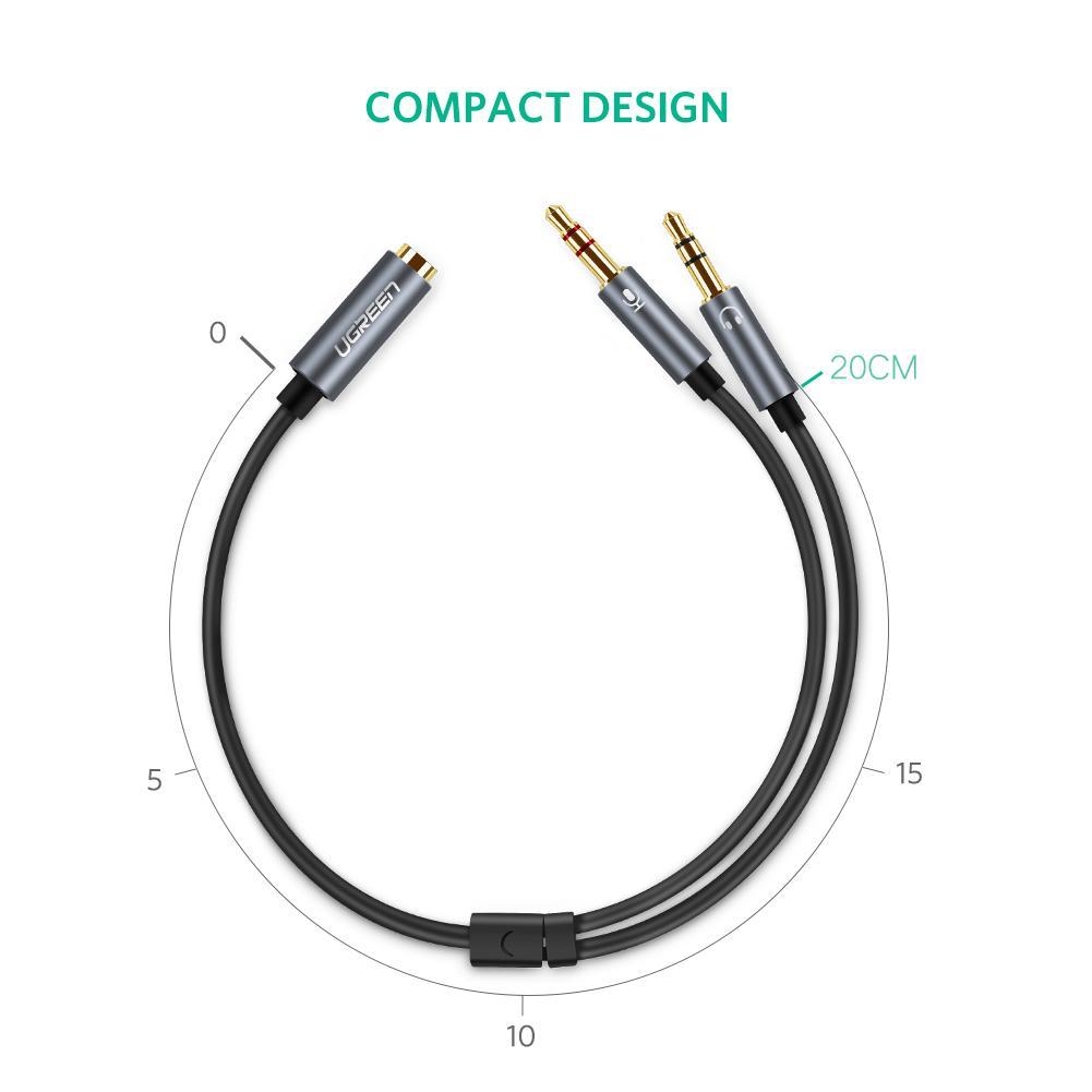 UGreen AV140 - 3.5mm female to 2male (Headphone + Mic) Headset Splitter Cable