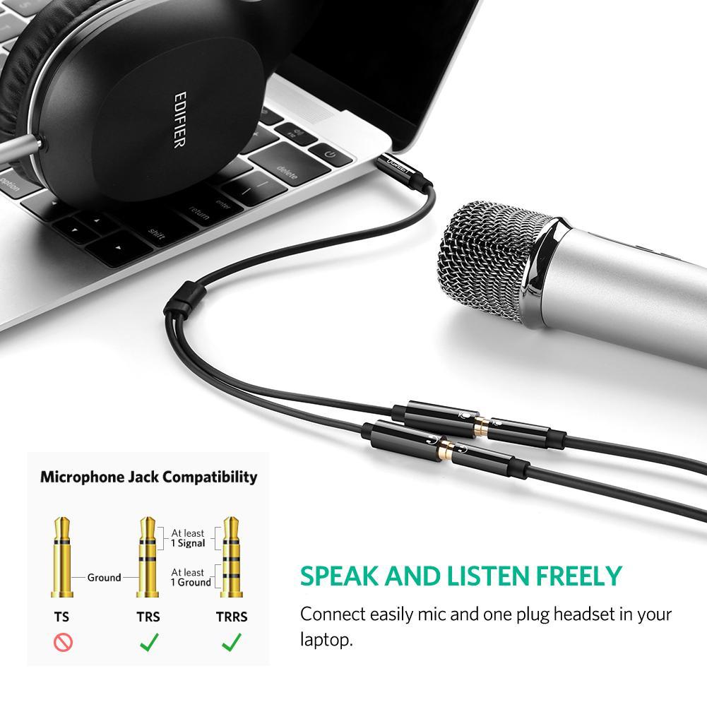 UGreen AV141 - 3.5mm male to 2female (Headphone + Mic) Headset Splitter Cable