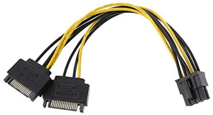 Dual SATA 15pin to 8pin (6+2) male PCIe Power Adapter Cable
