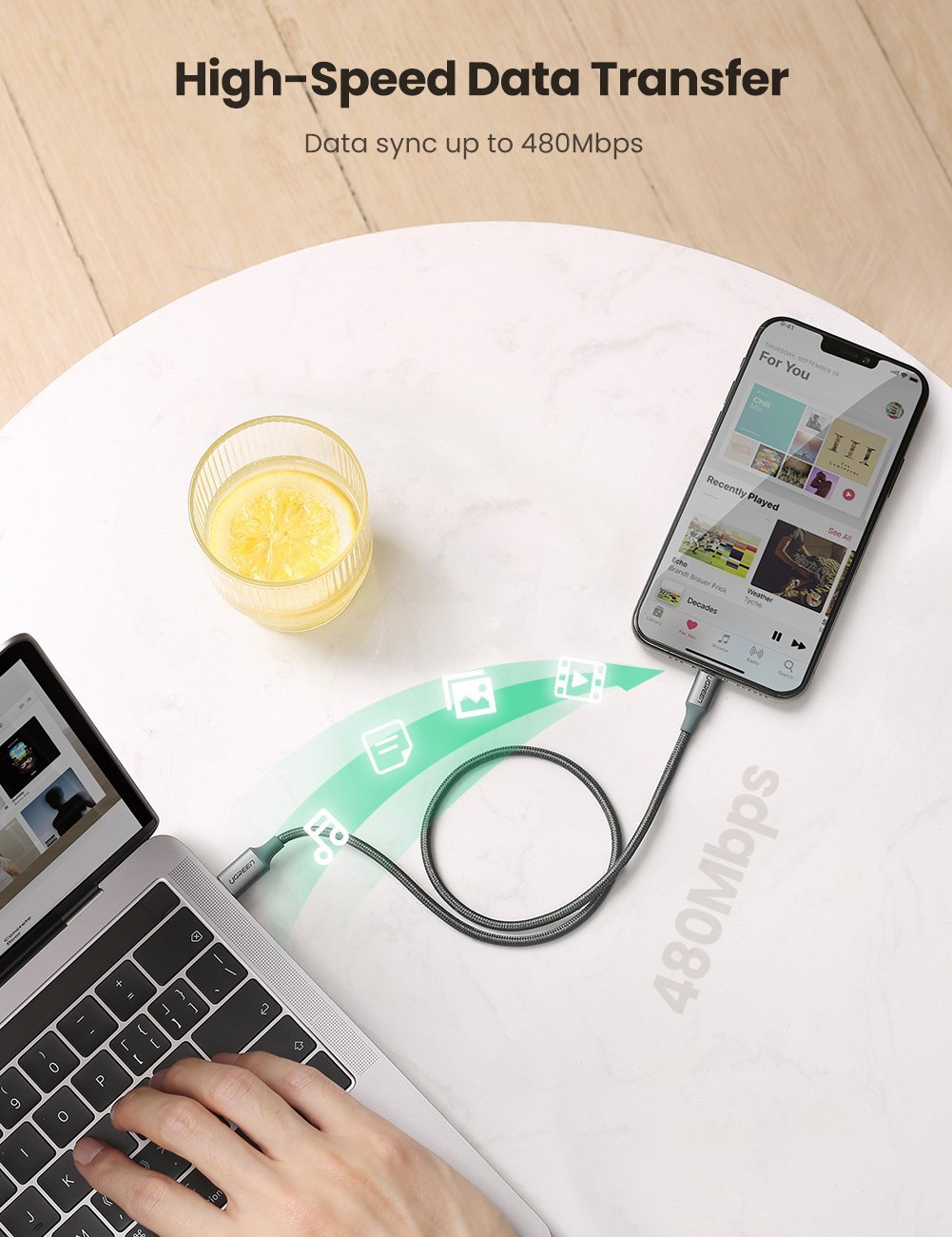 UGREEN USB-C to Lightning male to male 3A Fast-Charge Cable