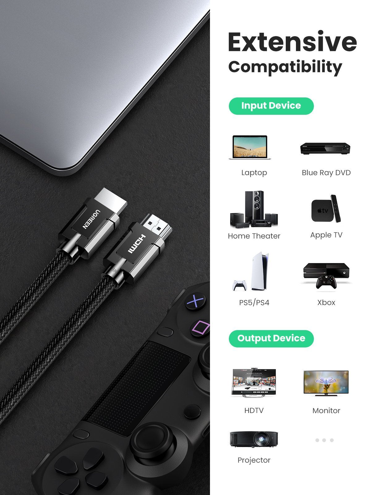 UGREEN 8K HDMI 2.1 Cable - HDMI male to male - HD135