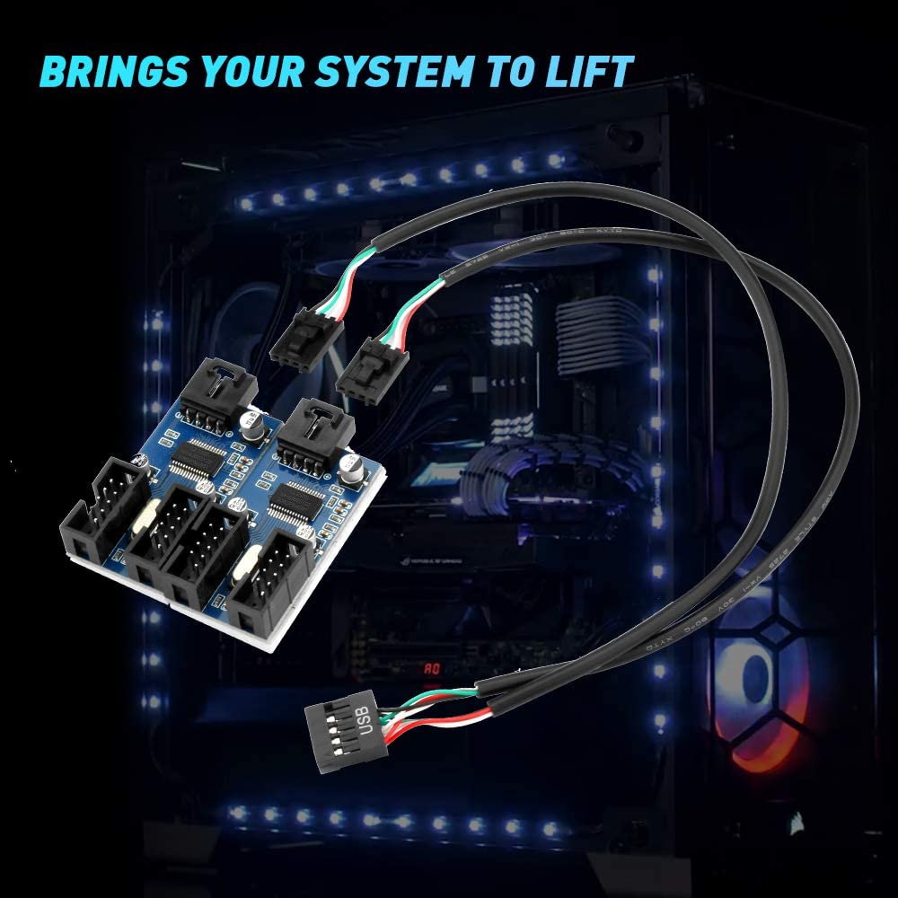 USB 2.0 9pin USB Header Splitter 1 Male to 4 Female Extension Cable