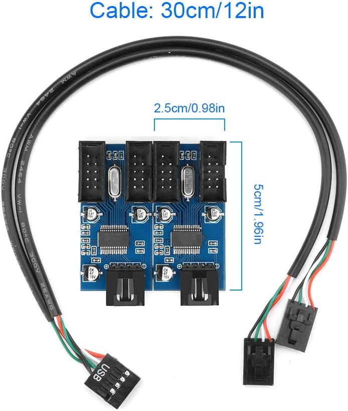 USB 2.0 9pin USB Header Splitter 1 Male to 4 Female Extension Cable