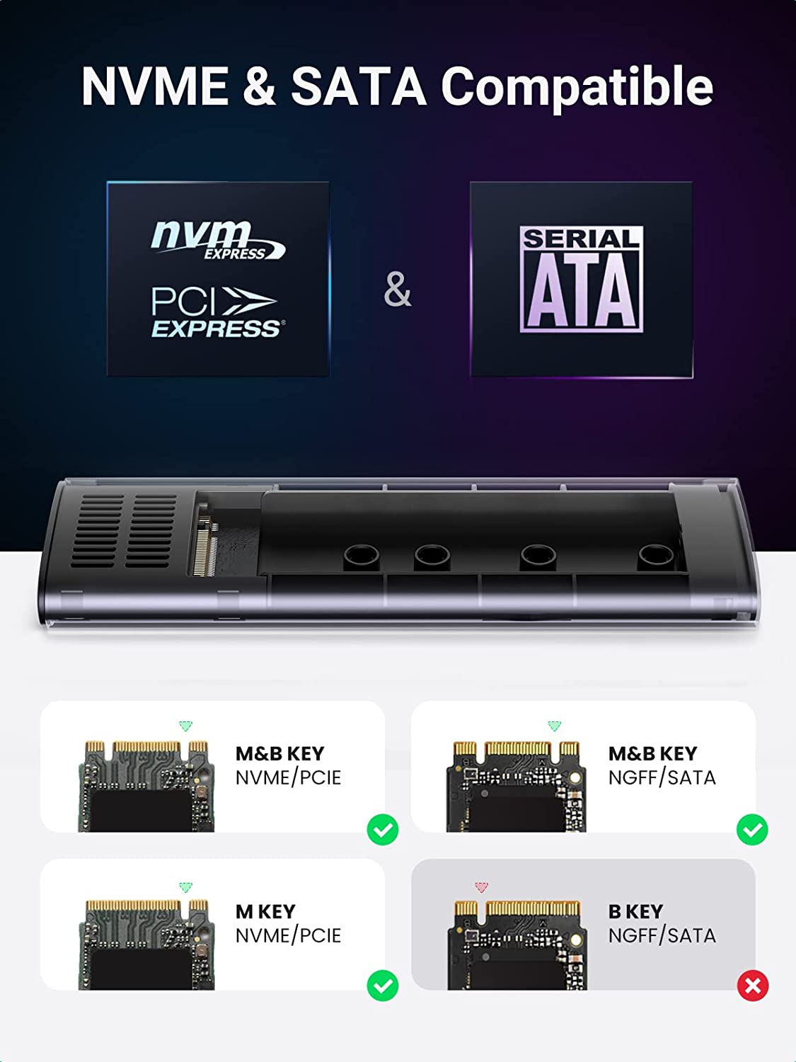 UGREEN M.2 SATA and NVME USB-C 3.2 Gen2 SSD Enclosure - CM400
