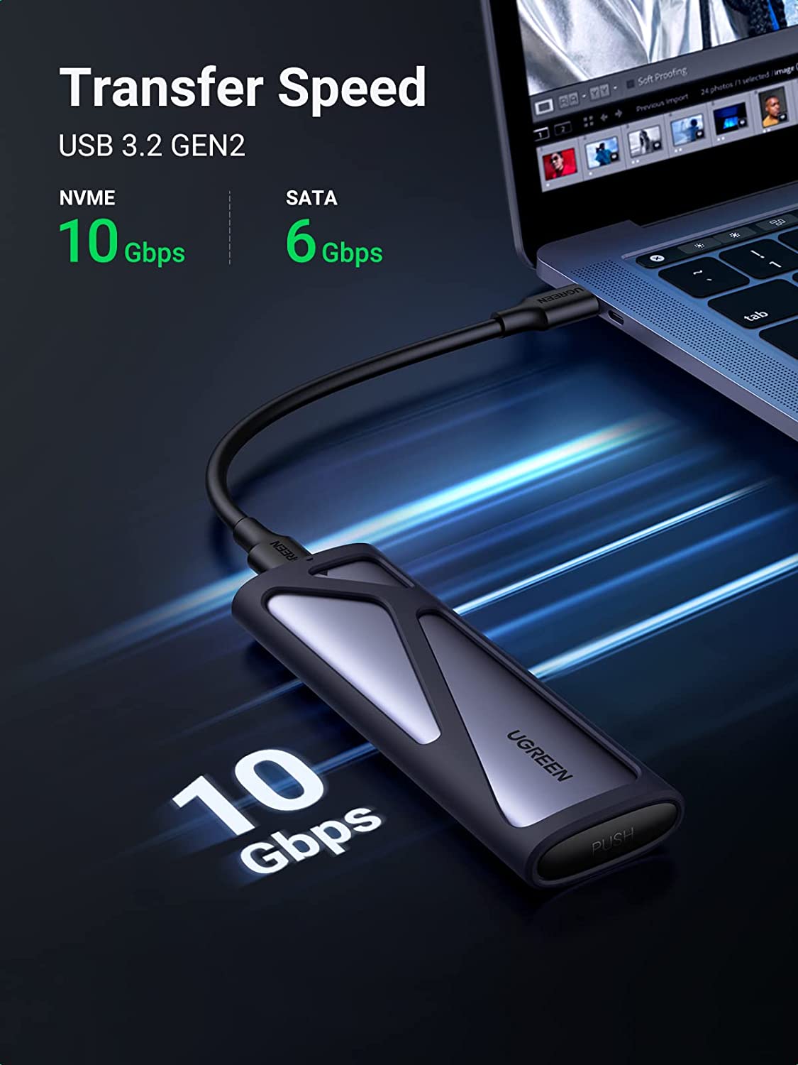 UGREEN M.2 SATA and NVME USB-C 3.2 Gen2 SSD Enclosure - CM400