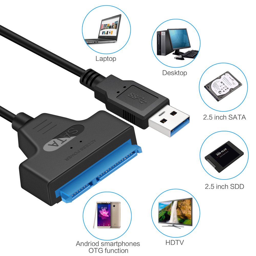 USB 3.0 to SATA III UASP Adapter Cable for 2.5" Hard Drive