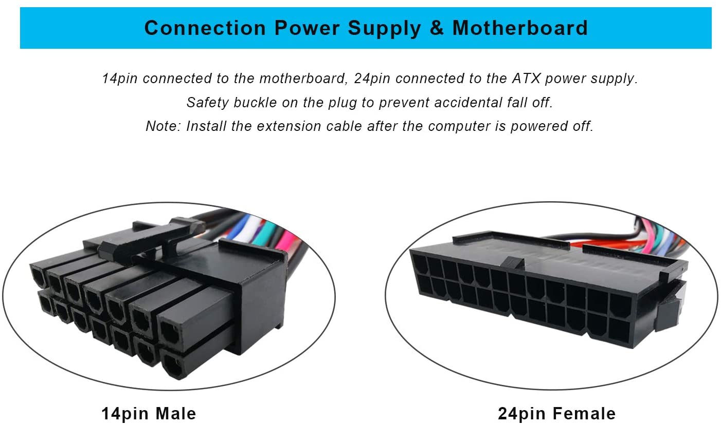 24pin ATX Power Supply to 14pin Power Adapter Cable - Lenovo IBM Dell