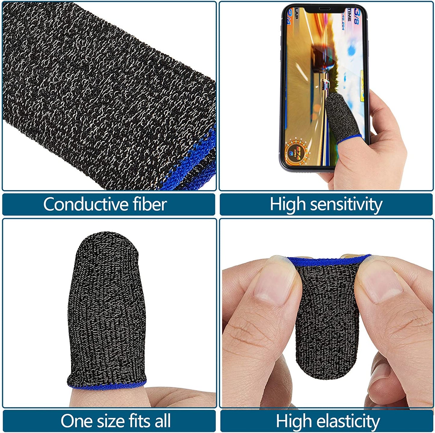 Mobile Gaming Thumb Finger Sleeves + Storage Case