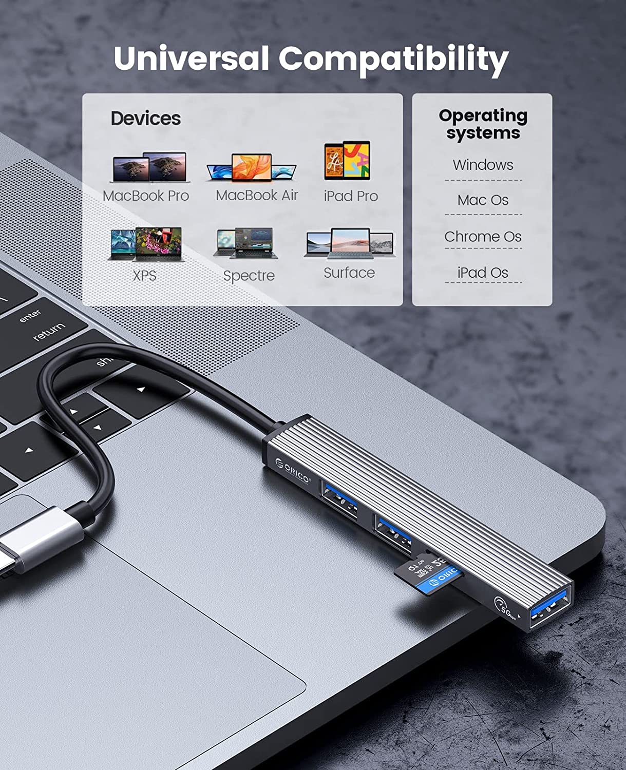 ORICO USB-C to USB3.0 Hub - 4-Port With TF Card Slot