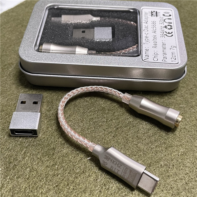 USB C DAC [♪Hi-Res 32bit 384KHz♪] Adaptador de audio USB C a 0.138 in con  chip ALC5686, adaptador de auriculares USB C, adaptador de audio USB a