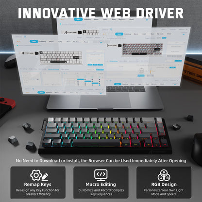 Attack Shark X68 PRO HE - 60% Wireless Magnetic Switch RGB Gaming Keyboard