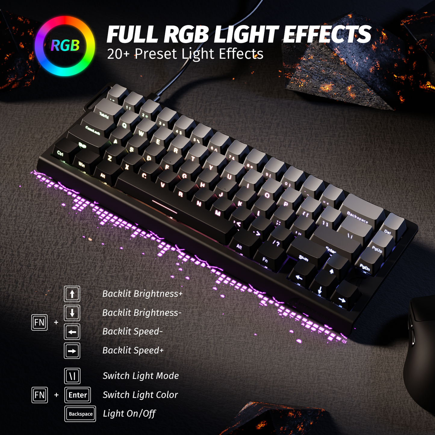 Attack Shark X68 HE - 60% Wired Magnetic Switch RGB Gaming Keyboard