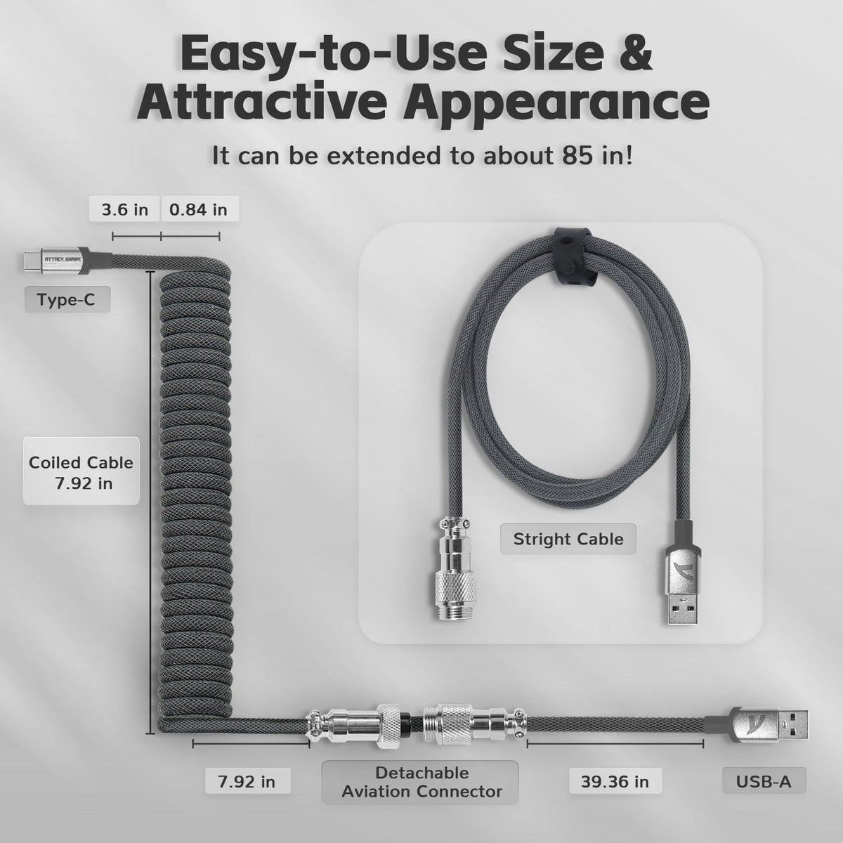 Attack Shark C01PRO Coiled USB-C Cable