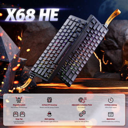 Attack Shark X68 HE - 60% Wired Magnetic Switch RGB Gaming Keyboard