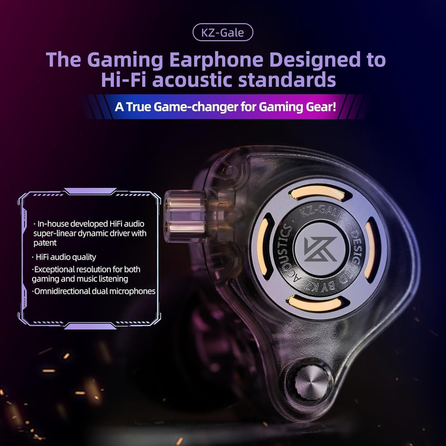 KZ Gale - Single Dynamic Driver Earphones 1DD Gaming IEM