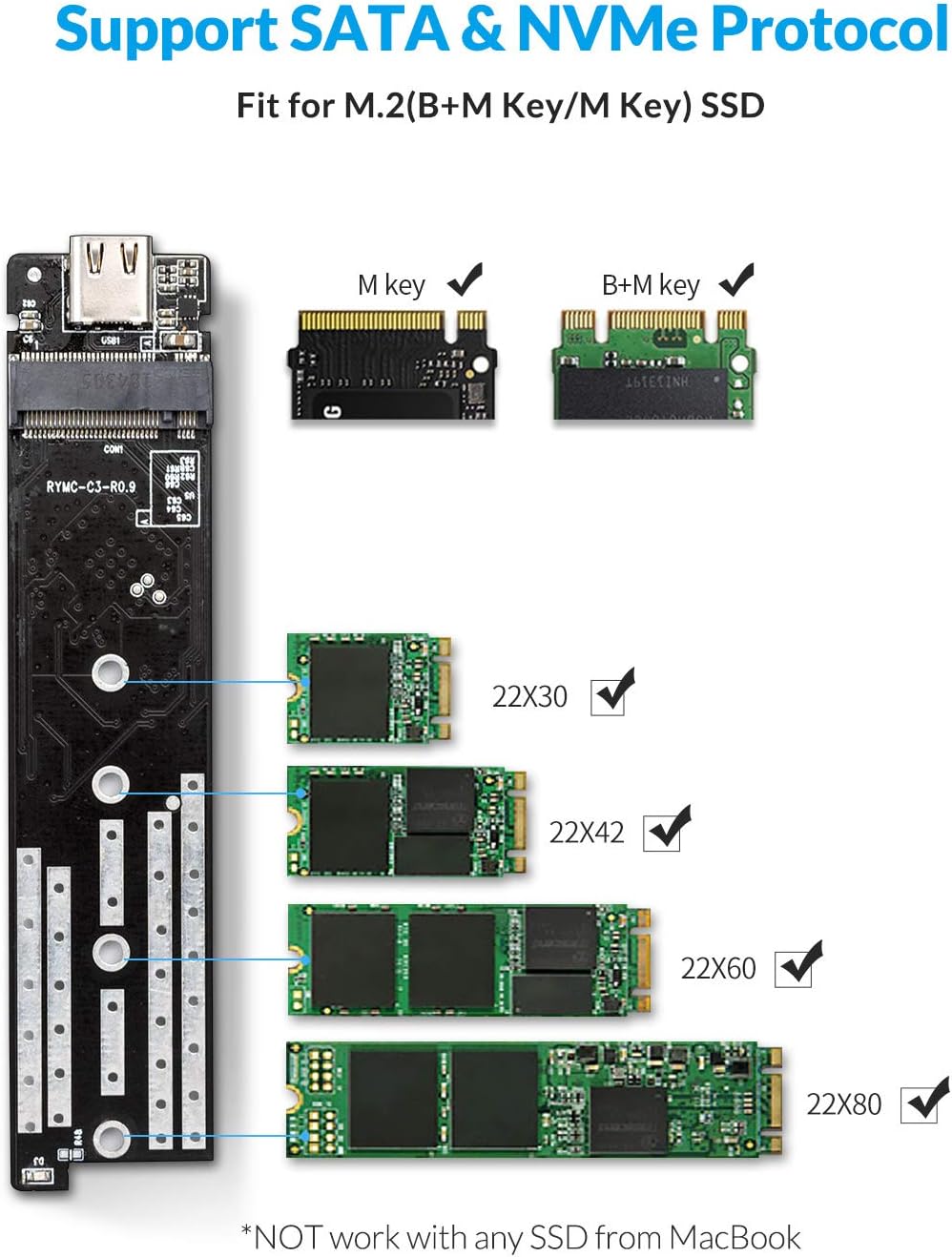 ORICO M.2 SATA and NVME USB-C 3.1 GEN2 SSD Enclosure