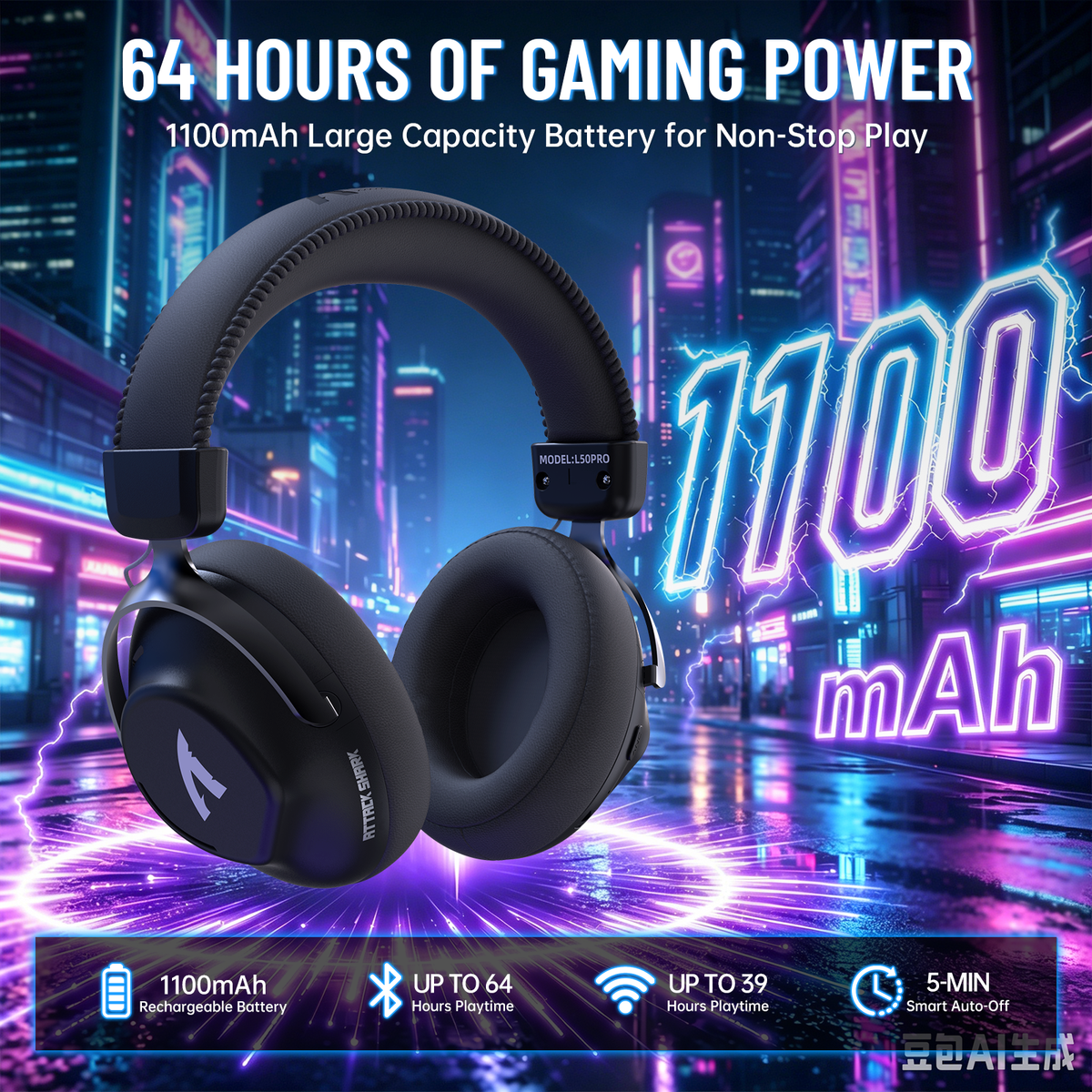 Attack Shark L50 PRO - Tri-Mode Wireless Gaming Headset