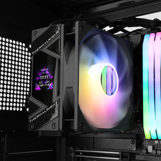 Thermalright Assassin Spirit 120 Vision ARGB BLACK - 120mm AIR CPU Cooler with Screen