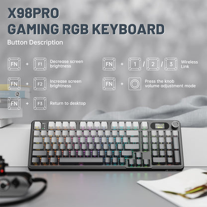 Attack Shark X98 PRO - 98% Wireless Mechanical RGB Gaming Keyboard