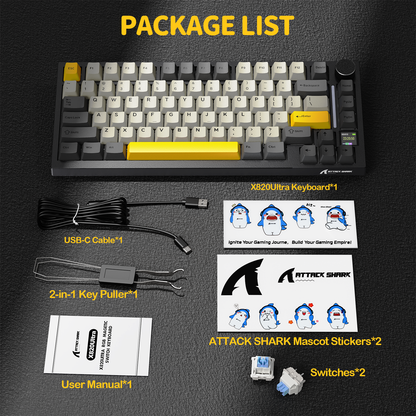 Attack Shark X820 Ultra - 75% Wireless Mechanical RGB Gaming Keyboard