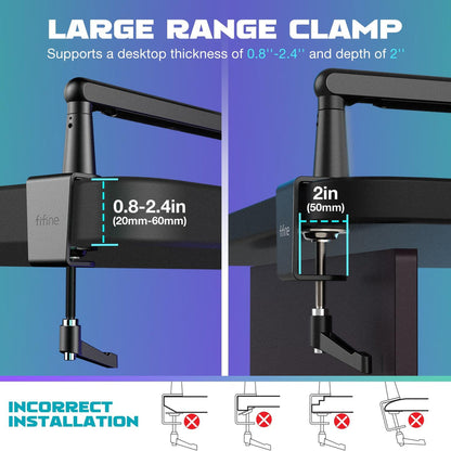 FIFINE BM88 - Low Profile Microphone Arm Stand with Cable Holder