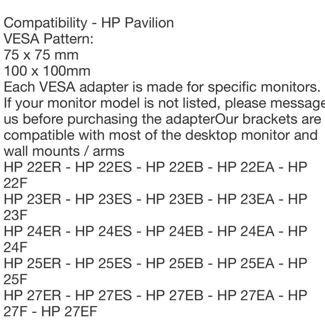 HP Monitor Vesa Mount Adapter