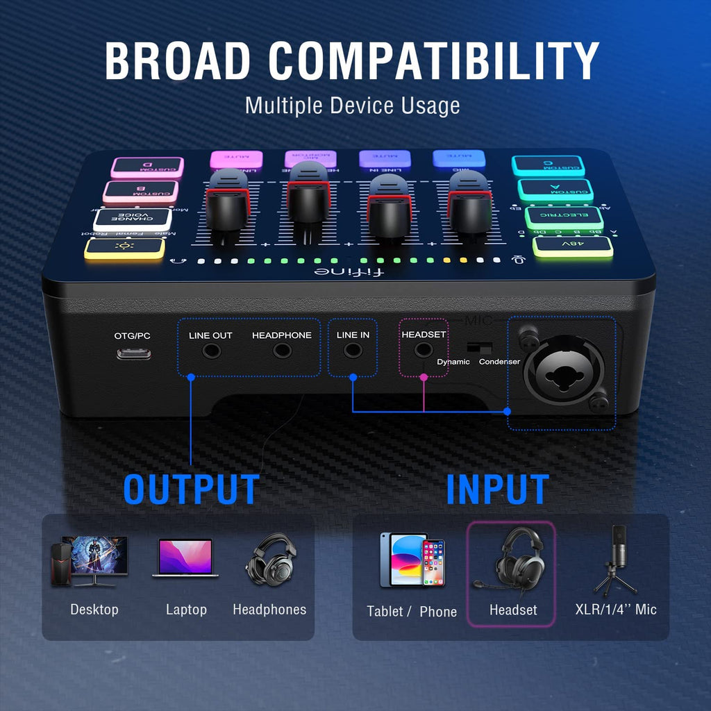 FIFINE AMPLIGAME SC3 - Gaming Audio Mixer with XLR