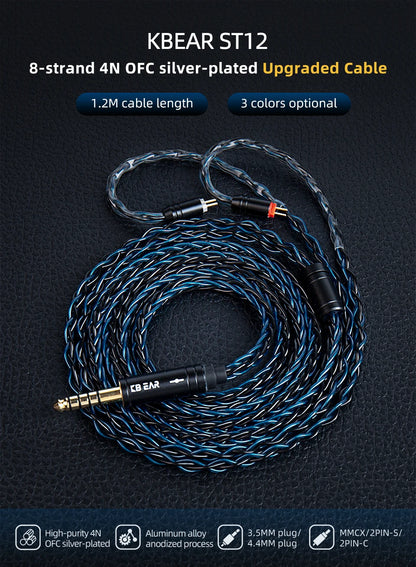 KBEAR ST12 - 8 Core Silver-Plated Earphone Upgrade Cable