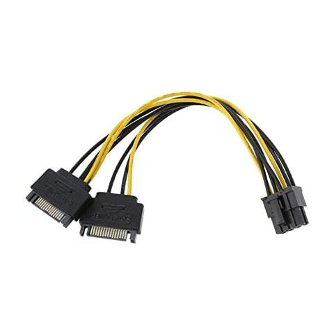 Dual SATA 15pin to 8pin (6+2) male PCIe Power Adapter Cable