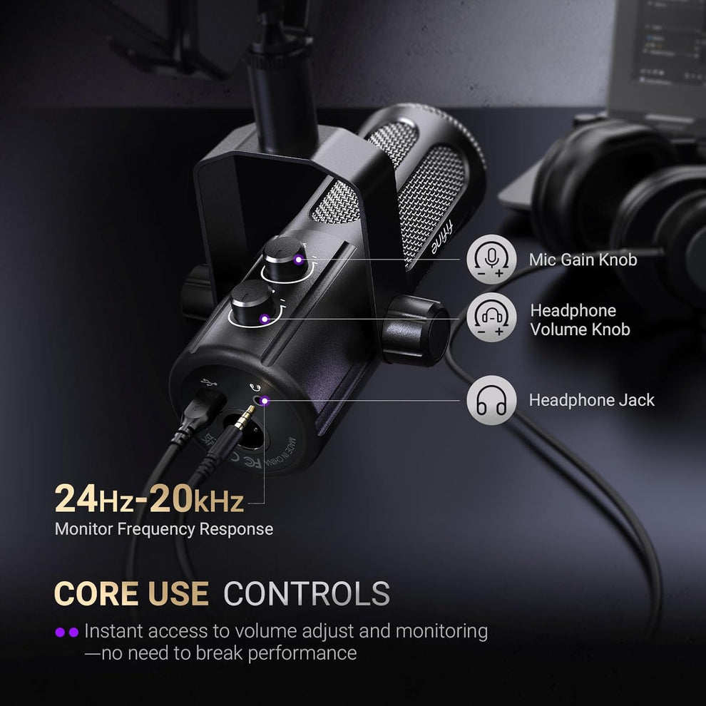 FIFINE AmpliTank Tank6 - USB/XLR Dynamic Microphone for Podcasting