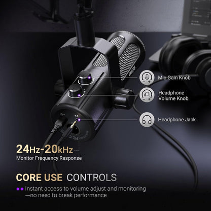 FIFINE AmpliTank Tank6 - USB/XLR Dynamic Microphone for Podcasting