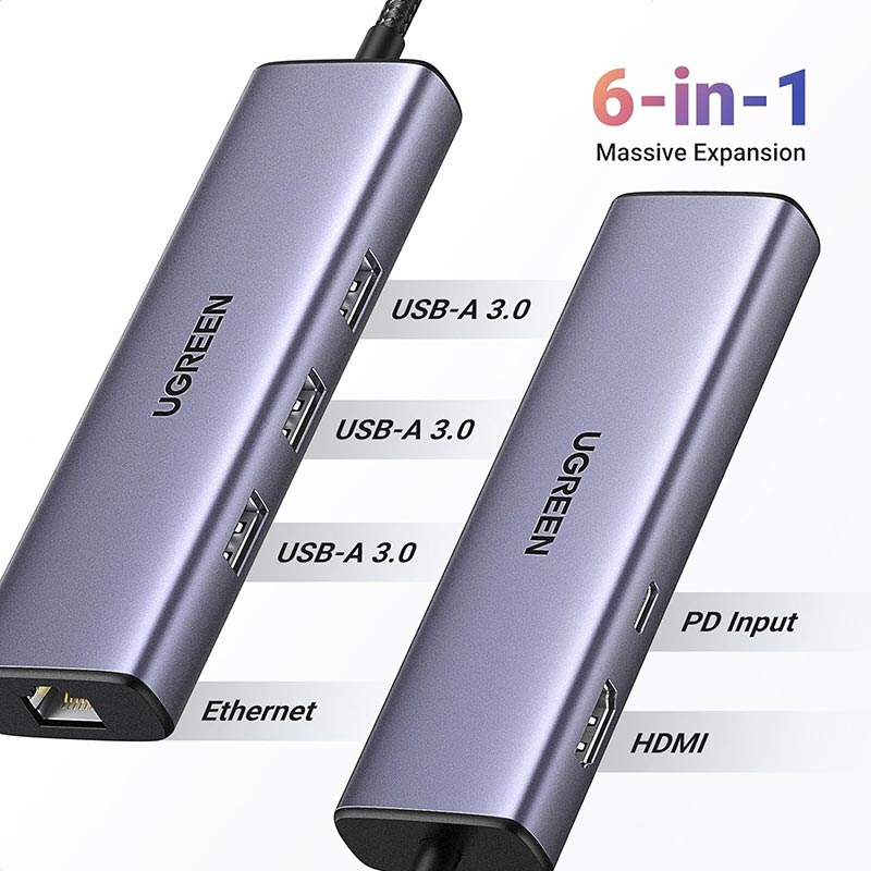 UGREEN 6-in-1 USB-C Hub - 5Gbps - CM512