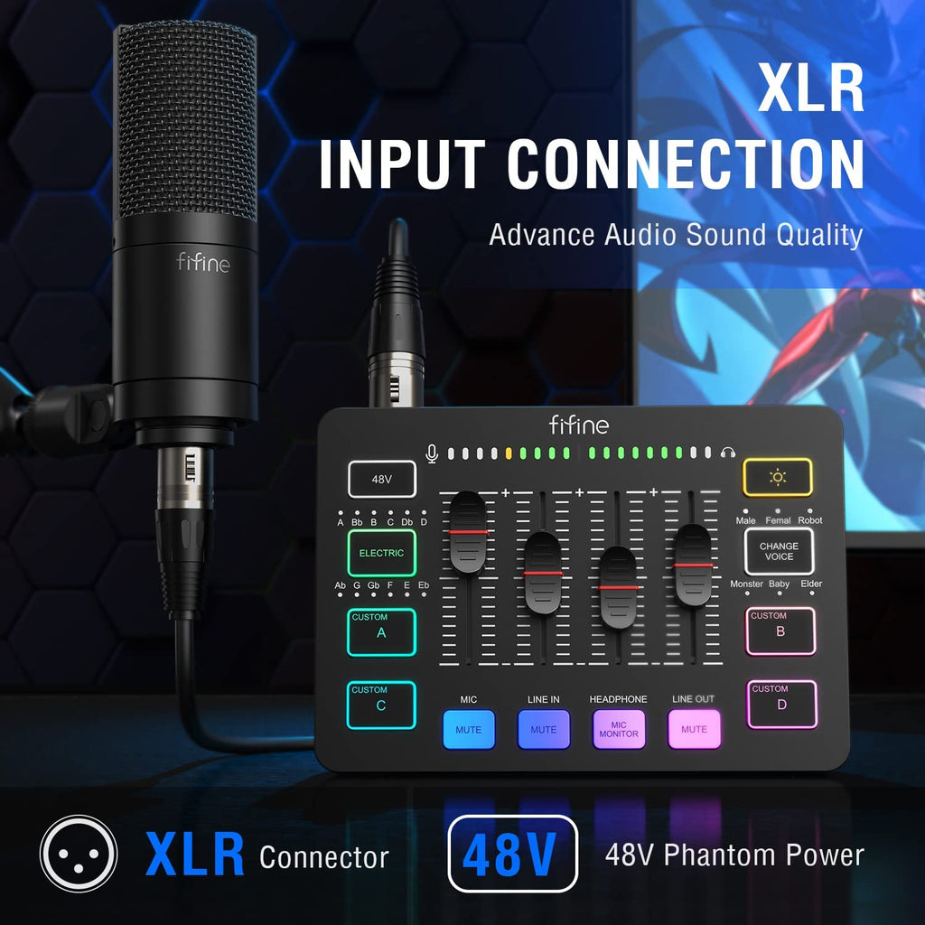 FIFINE AMPLIGAME SC3 Gaming Audio Mixer With XLR ShufflePCs fifine-ampligame-sc3-gaming-audio-mixer-with-xlr-shufflepcs